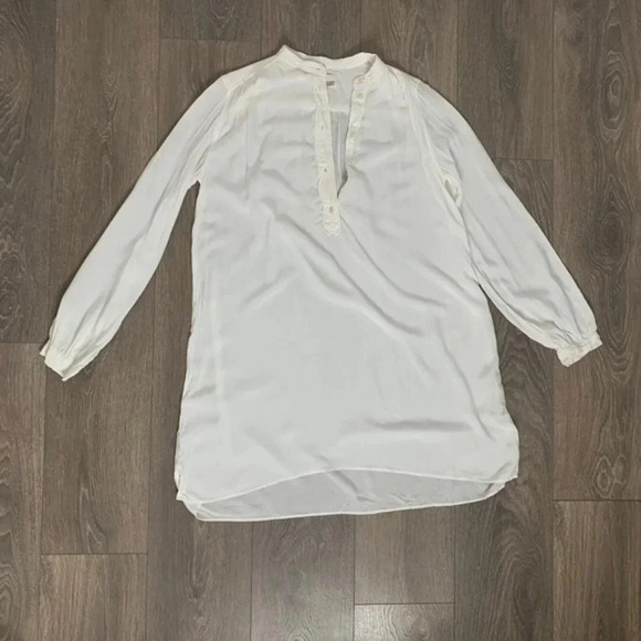Aritzia Wilfred Free Collarless Shirt Dress Tunic Off White long sleeve Size XXS - Picture 3 of 12